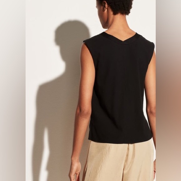 3 VINCE Rib Trim Double V-Neck Shell - Picture 13 of 13